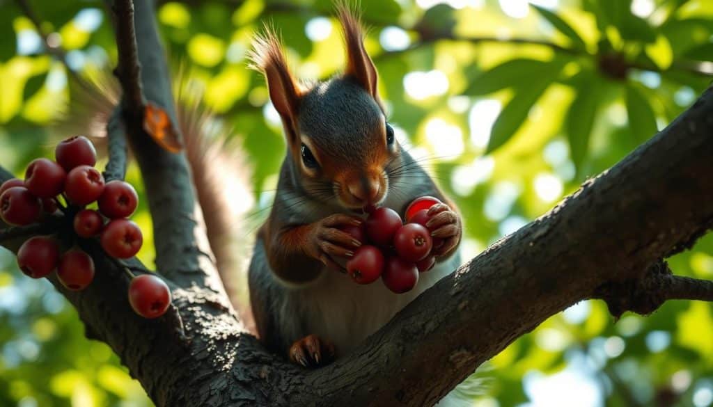 squirrel eating berries squirrel eating berries
